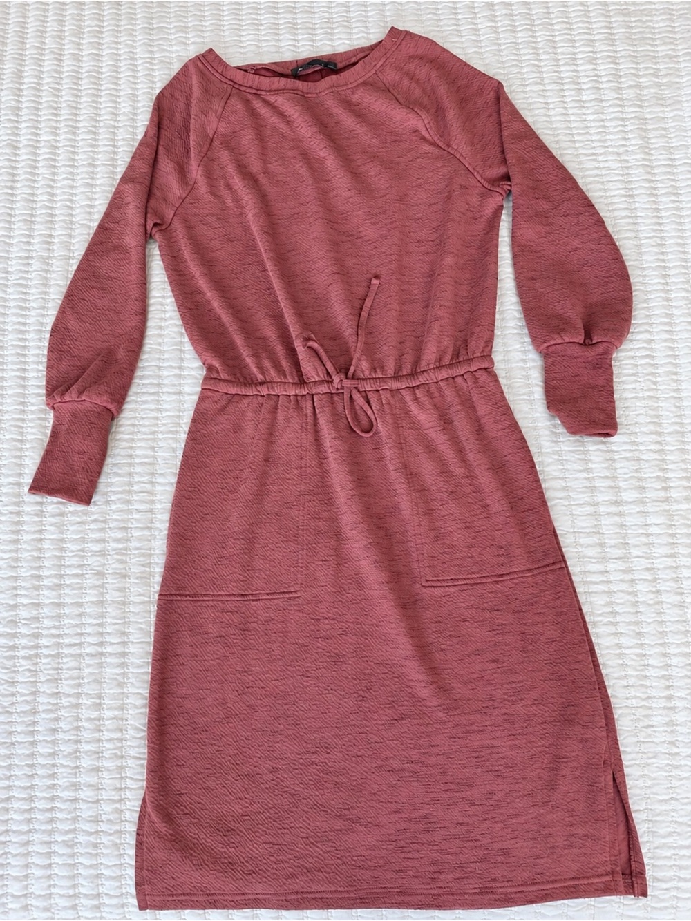 prAna Sunrise Dress S - Long Sleeve with Drawstring waist and Pockets